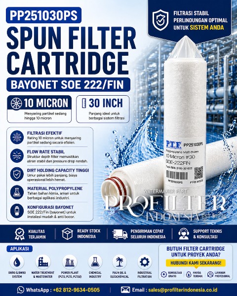 spun filter cartridge 10 micron 30 inch soe 222 bayonet