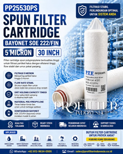 spun filter cartridge 5 micron 30 inch soe 222 bayonet