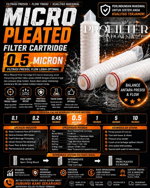 micro pleated filter cartridge 0.5 micron