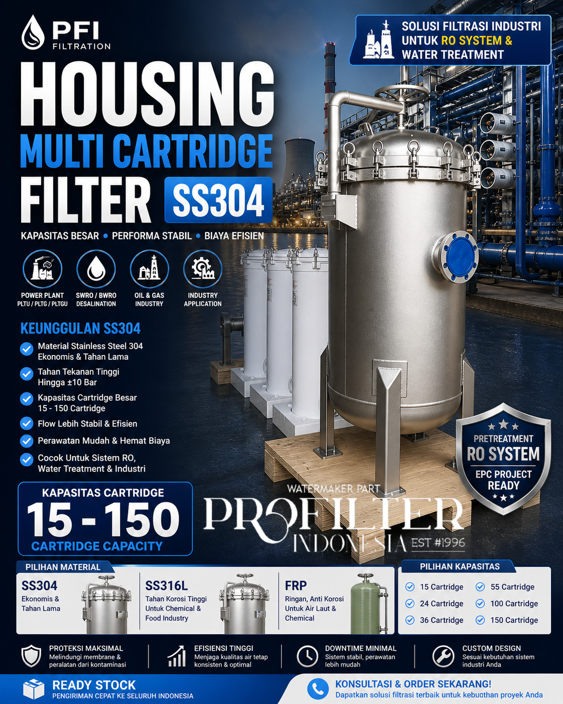 Housing Multi Cartridge Filter SS304