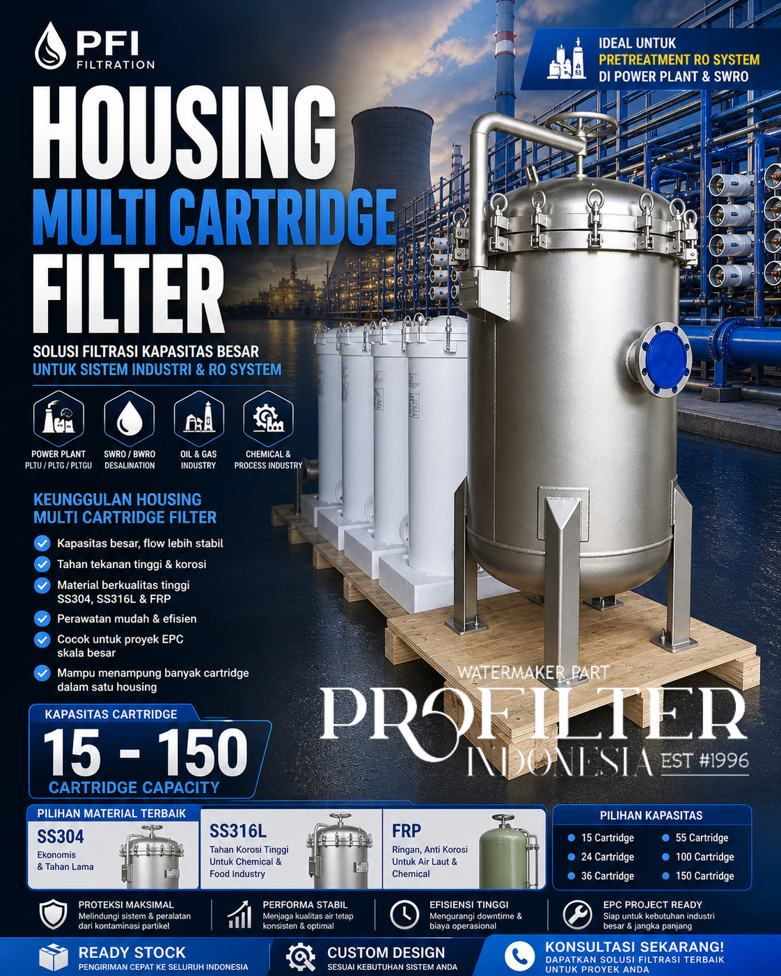 Housing Multi Cartridge Filter untuk industri