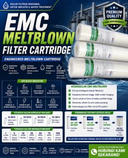 EMC Meltblown Filter Cartridge 1–100 micron ukuran 10–40 inch untuk water treatment & industri