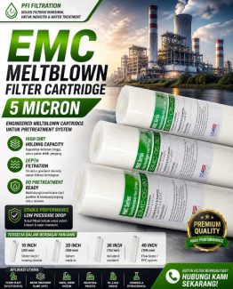 EMC Meltblown Filter Cartridge 5 Micron untuk pretreatment RO, SWRO & industri